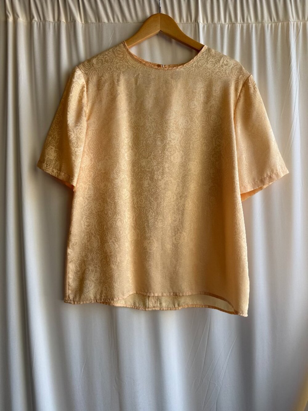 Vintage Worthington Essentials Peach Rose Jacquard Blouse M/L